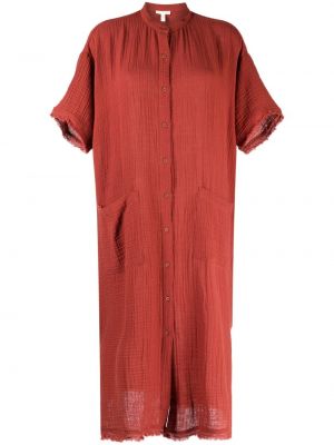 Bombažna midi obleka Eileen Fisher rdeča