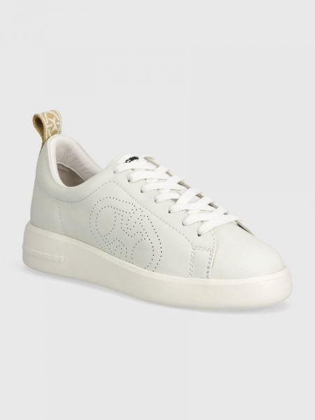 Sneakersy skórzane Coccinelle białe