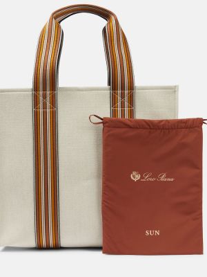 Nakupovalna torba s črtami Loro Piana bela