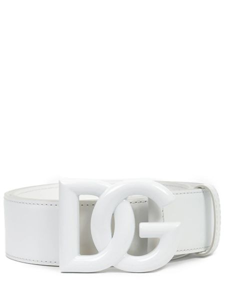 Белый кожаный ремень Dolce & Gabbana