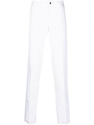 Bavlněné lněné rovné kalhoty Incotex bílé