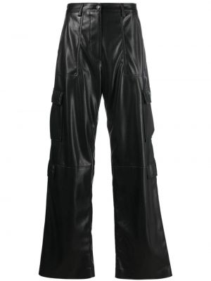 Pantalon cargo en cuir avec poches Msgm noir