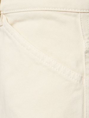 Bavlněné kalhoty s vysokým pasem Lemaire bílé