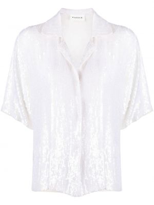 Chemise brodée à paillettes avec manches courtes P.a.r.o.s.h. blanc