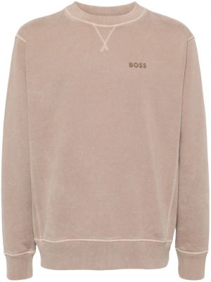 Sweatshirt aus baumwoll mit print mit rundem ausschnitt Boss braun