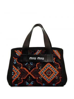 Shopper kabelka s korálky Miu Miu Pre-owned černá