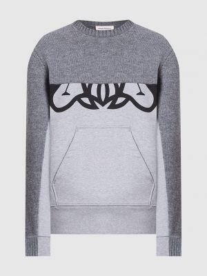 Вовняний светр з принтом Alexander Mcqueen сірий