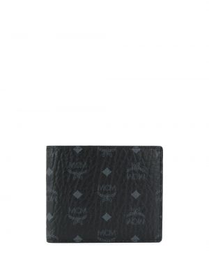 Czarny portfel z nadrukiem Mcm