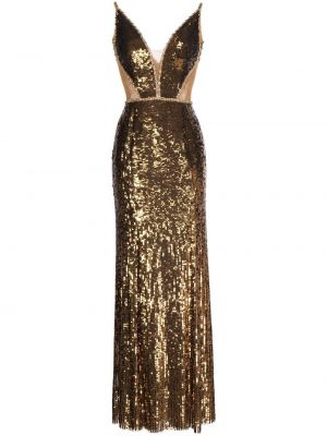 Večerna obleka s cekini brez rokavov Jenny Packham zlata
