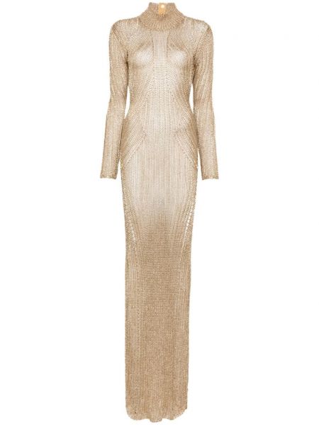 Pletena večernja haljina Tom Ford zlatna