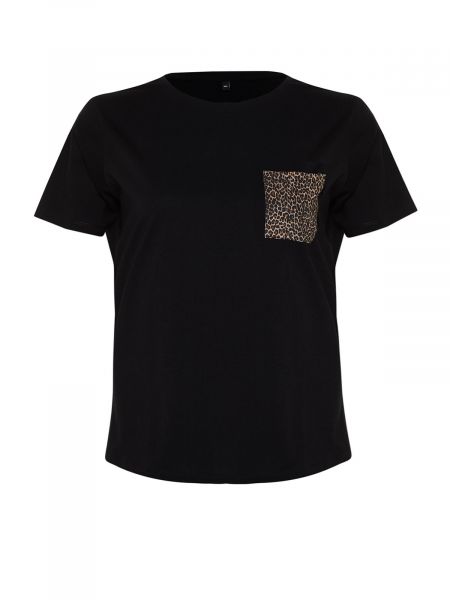 Oversized pletené tričko s potiskem Trendyol černé