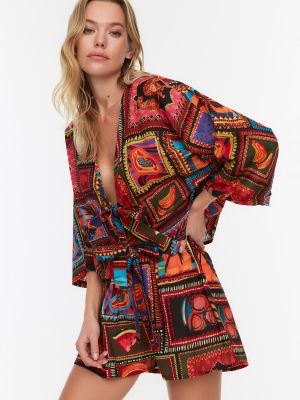 Плетена памучна блуза в тропически десен Trendyol