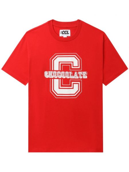 Kokvilnas t-krekls ar apdruku Chocoolate sarkans