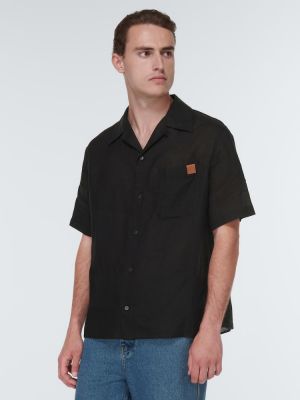 Lněná košile Loewe černá