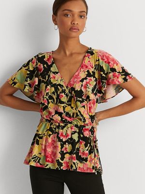 Блузка в цветочек Lauren Ralph Lauren черная