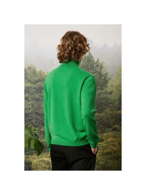 Jersey cuello alto con cuello alto de tela jersey con estampado de cachemira Massimo Alba verde