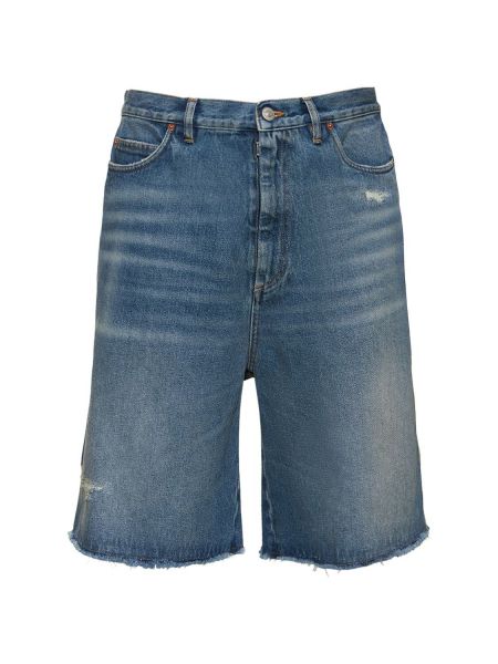 Shorts en jean en coton Mm6 Maison Margiela bleu