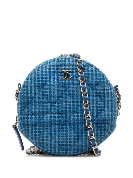 Okrugla torba od tvida Chanel Pre-owned plava