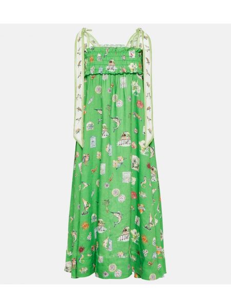 Lněné midi šaty Alemais zelené