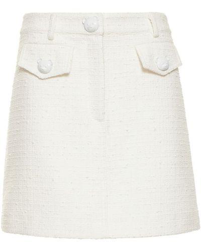 Mini spódniczka bawełniana tweedowa Moschino biała