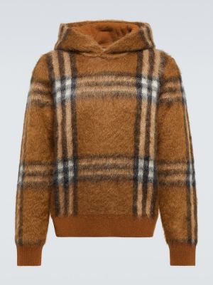 Jacquard hoodie s kapuljačom karirana Burberry smeđa