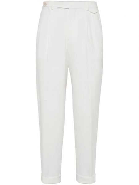 Βαμβακερό παντελόνι με ίσιο πόδι Brunello Cucinelli λευκό