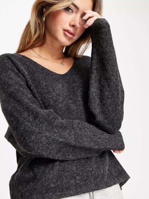 Длинный свитер с v-образным вырезом Vero Moda черный