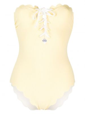 Costum de baie cu șireturi din dantelă Marysia galben