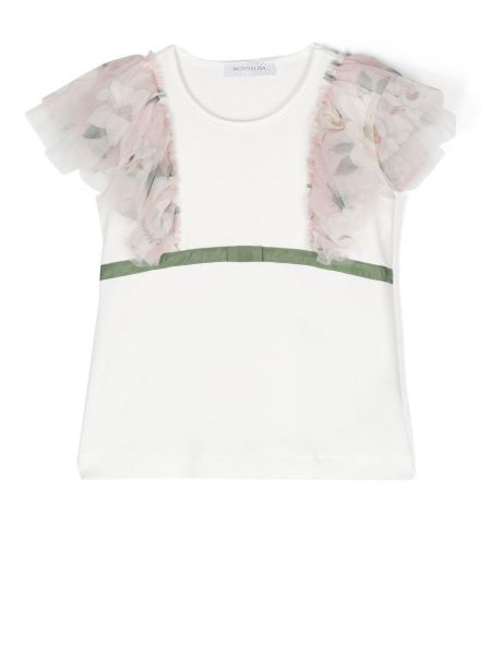 T-shirt a fiori Monnalisa Bianco