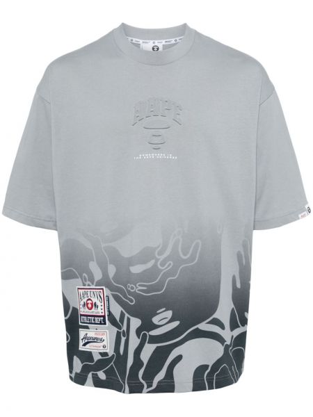Kokvilnas t-krekls ar apdruku kamuflāžas Aape By *a Bathing Ape® pelēks
