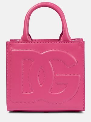 Кожени шопинг чанта Dolce&gabbana розово