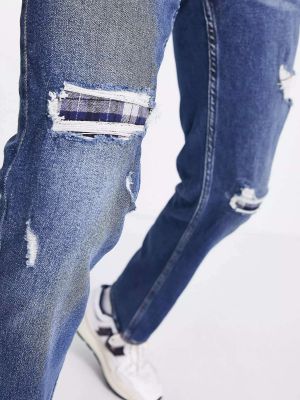 Фланелевые прямые джинсы с потертостями слим Hollister