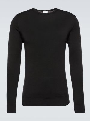 Volneni pulover Sunspel črna