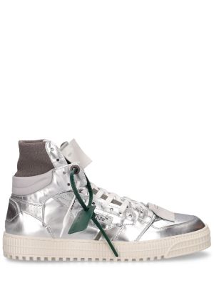 Sneakerși din piele Off-white argintiu