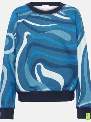 Kokvilnas sportiska stila džemperis ar apdruku džersija Pucci zils