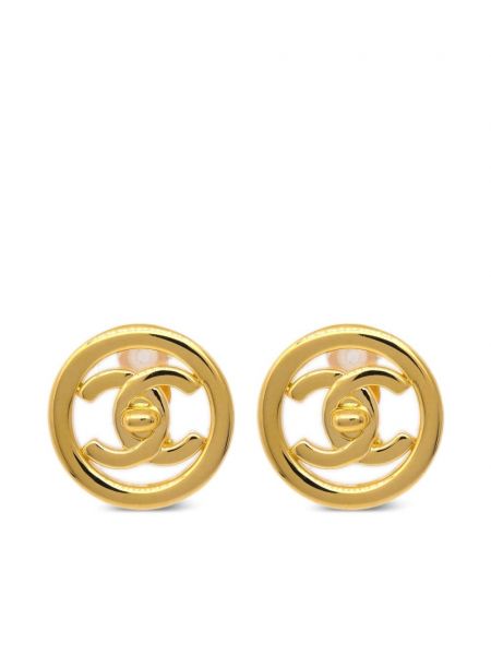Обеци с щипка с копчета Chanel Pre-owned златисто