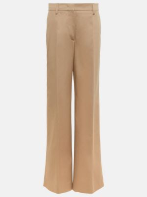 Pantalon taille haute en coton Prada beige