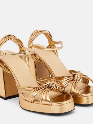 Kožne sandale s platformom Souliers Martinez zlatna