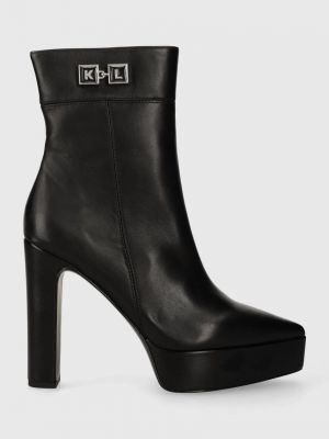 Кожаные ботинки на каблуке на платформе Karl Lagerfeld черные