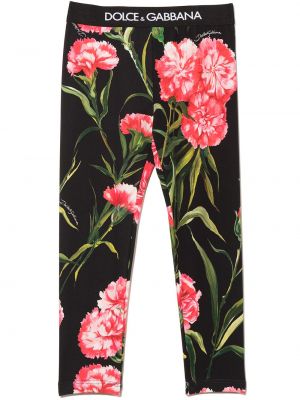 Trykt floral stretch bukser for jenter Dolce & Gabbana Kids svart