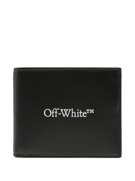 Baskılı deri cüzdan Off-white