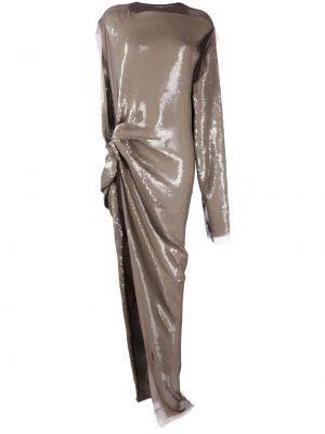 Asymetrické večerní šaty s flitry Rick Owens šedé