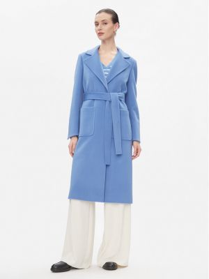 Vlnený priliehavý kabát Max&co. modrá