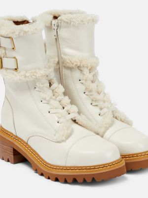 Ankle boots skórzane See By Chloã© białe