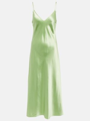 Jedwabna satynowa sukienka midi Joseph zielona