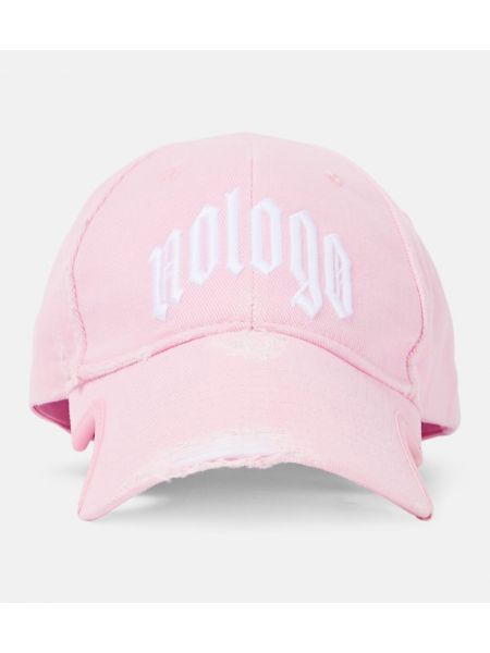 Памучна шапка с козирки Balenciaga розово