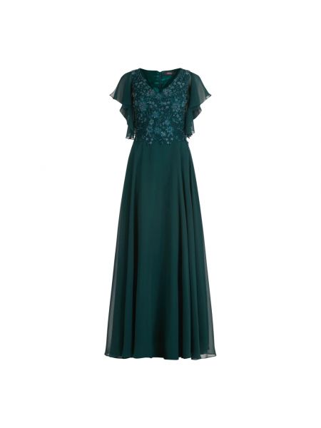 Haftowana sukienka wieczorowa elegancka Vera Mont zielona