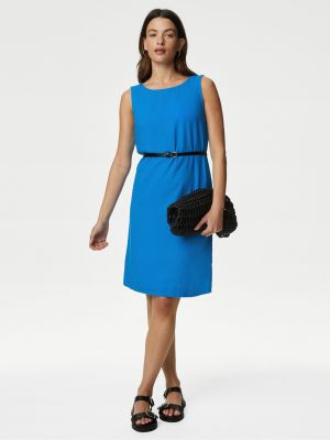 Ľanové šaty Marks & Spencer modrá