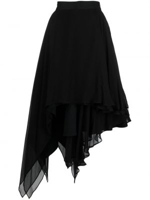 Ασύμμετρη midi φούστα από τούλι Yohji Yamamoto μαύρο