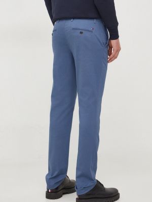 Jednobarevné kalhoty Tommy Hilfiger modré